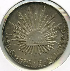 1870-Go Mexico Silver Coin 8 Reales Guanajuato - Republica Mexicana - H89 - Picture 1 of 2