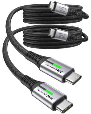 INIU USB C Cable DI-D7CC 2-Pack  Fast Charging C to C Cable 240W (6.6ft) - Image 1 of 4