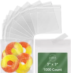 3" x 3" Self Sealing Clear Cellophane Bags (1000) - Treat & Cookie Packaging - Picture 1 of 6