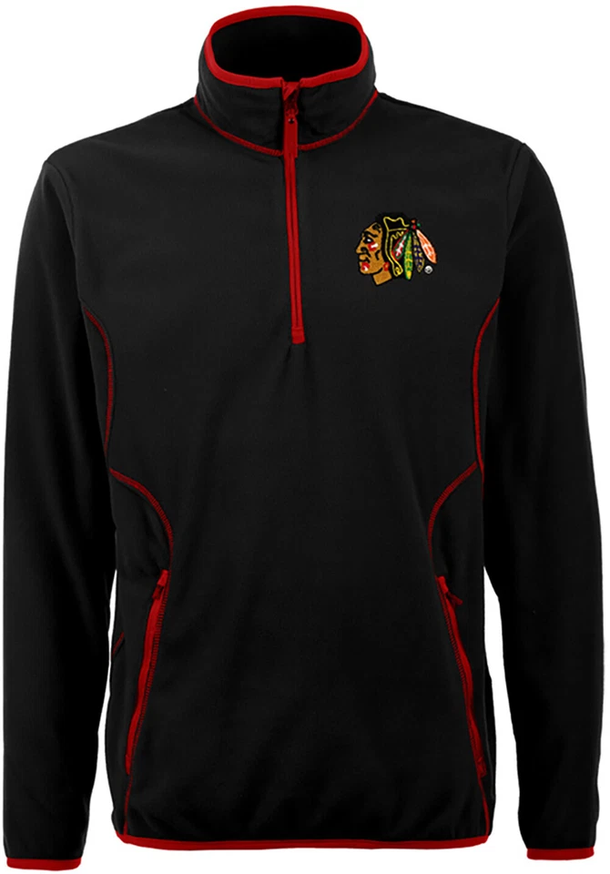 Pullover Chicago Blackhawks negro/rojo hielo manga larga 1/4 cremallera Foto 1 de 1