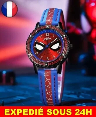 ✅ Montre Quartz SpiderMan Garçon Dessin Animé Disney Etanche Enfants Enfant Mode - Photo 1/4