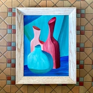 Vintage 60s Mid Century Original Still Life Oil Painting Signed Framed Art - Picture 1 of 7