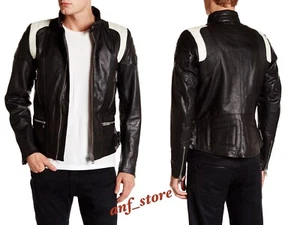 NUEVO CON ETIQUETAS Diesel L-STONE Hombres CUERO Moto Chaqueta NEGRA L Grande $995 - Imagen 1 de 9