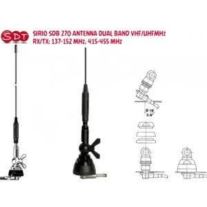 SIRIO SDB 270 BLACK ANTENNA DUAL BAND VHF/UHFMHz - RX/TX: 137-152 MHz, 415-455 M - Zdjęcie 1 z 4