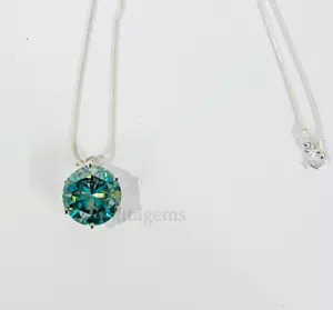 12 KT Blu Creato IN Laboratorio Diamante Ciondolo Ottimi Splendere Certificato - Foto 1 di 6