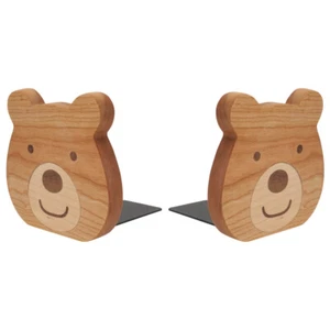 2pcs Cartoon Bear Shaped Bookends Wooden Book Stands Creative Bookends - Picture 1 of 14