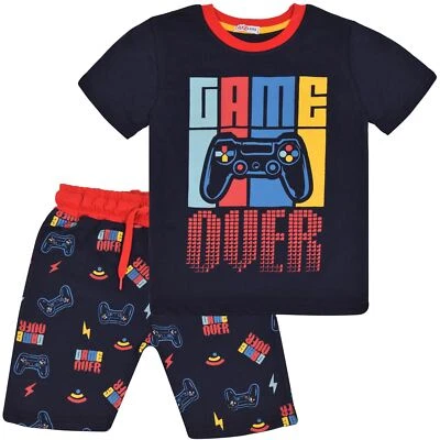 A2Z 4 KIDS Kinder Jungen Mädchen Schlafanzug Game Over Kontrast Oberteil Shorts 2-teiliges Nachtwäsche Set 5-13