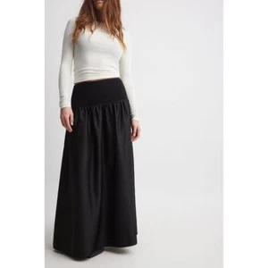 NWT NA-KD high waist black satin long midi skirt stretch small - Picture 1 of 6
