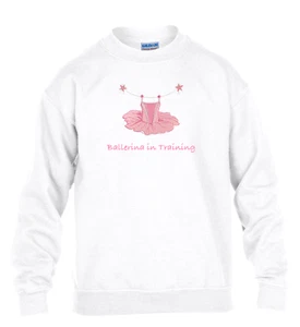 Ballerina in Training Embroidered Girls Crewneck Sweatshirt Girls XS - L - Picture 1 of 3