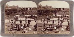 China.China.Dalian.Dalny.Mandschurei.Chinese Coolies Exca.Photo Stereo stereoview. - Bild 1 von 2