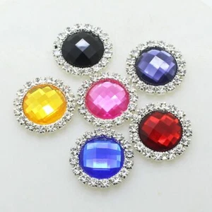 10pcs Round Snap Buttons Mix Colors Rhinestone Button Women Clothing Decorations - Picture 1 of 12