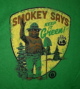 Vintage Looking Smokey The Bear Says Keep It grünes T-Shirt neu neu neu aus altem Lagerbestand Größe Medium - Bild 1 von 2