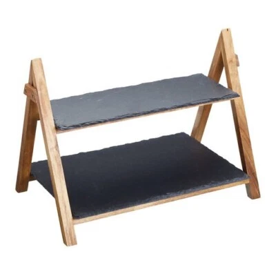 ARTESA Soporte para Pasteles de Pizarra de 2 Niveles Soporte para Servir Pastel de Boda Té Rústico Foto 1 de 3