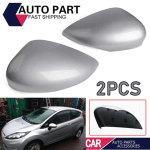 2Pcs Left Right Side Wing Mirror Cover Cap Silver For Ford Fiesta MK7 2008-2017 - Picture 1 of 8