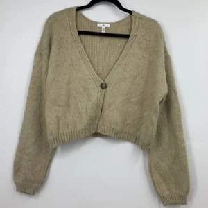 BP Women's Single Button Fuzzy Long Sleeve Cropped Cardigan Size L NWOT - Picture 1 of 8