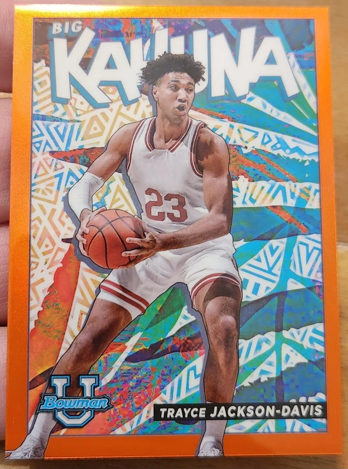 TRAYCE JACKSON DAVIS 2021-22 BOWMAN UNIVERSITY CHROME RC BIG KAHUNA ORANGE 18/25 - Image 1 of 3