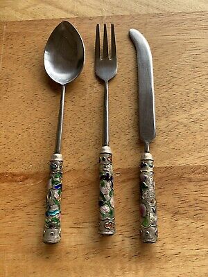 Vintage Cloisonné Knife Fork And Spoon  • 4£