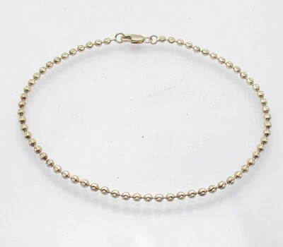8.5" Diamond Moon Cut Bead Ball Bracelet Lobster Lock Real 14K Yellow Gold - Image 1 of 4