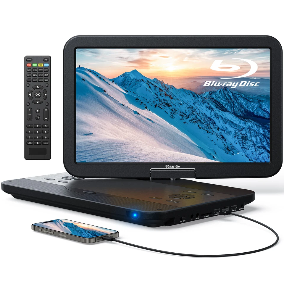 Reproductor de DVD Blu-Ray Portátil de 17,6" con Pantalla de 15,4" 1920X1080 HDMI Batería USB Foto 1 de 4