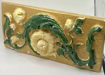 Magnolia Wall Plaque Ceramic  11 X 5   Art Display Solid Green Cream 3D Heavy - Image 1 of 4