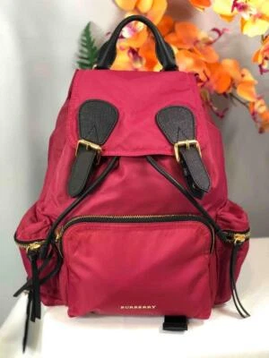 Mochila BURBERRY The Backpack Mediana Ciruela Rosa Nylon Cuero Adornos Mochila Foto 1 de 4