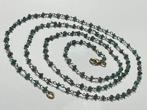 Collana impilabile vintage oro 925 su argento sterling/turchese catena perline 30" - Foto 1 di 21