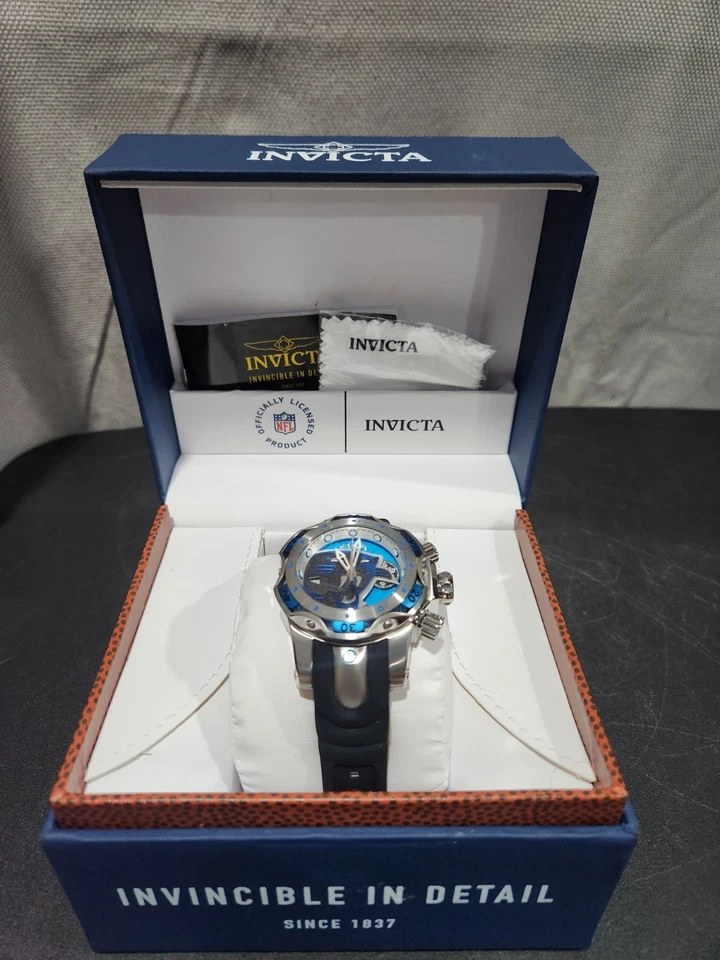 Invicta 33096 NFL Carolina Panther Lady 45mm Light Blue-black Dial SS Watch