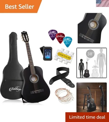 Easy Play 38-Inch Basswood Acoustic Guitar for Teens - Starter Kit Included - Image 1 of 4