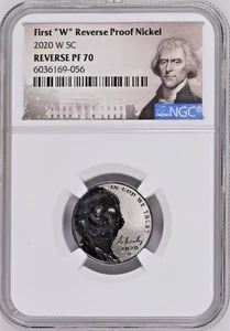 2020 W 5C Reverse Proof Jefferson Nickel - NGC REVERSE PF 70 - "First W Reverse" - Picture 1 of 2