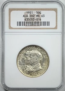 1921 Alabama 2x2 Classic Commemorative Half Dollar 50C NGC MS63 - Picture 1 of 5