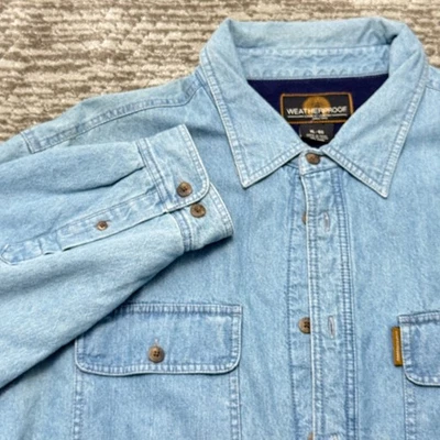 Heavy Duty Denim Rancher Long Sleeve Fleece Lined Shacket/Shirt Size XL-POCKETS! - Image 1 of 4