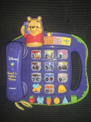 ¡PROBADO! VTech Disney Winnie the Pooh & Friends Teach N Lights Teléfono Música FUNCIONA Foto 1 de 3