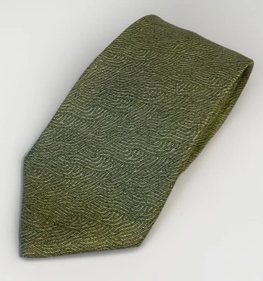 Corbata de seda Bvlgari 7 pliegues para hombre patrón verde hecha en Italia corbata de lujo Foto 1 de 4