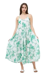Ladies Italian Lagenlook Fine Floral Sleeveless Maxi Long Summer Dress - Picture 1 of 10