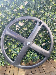 Roue Avant De Vélo De Course / Contre La Montre Carbone 4 Spokes Batons Carbon - Foto 1 di 12