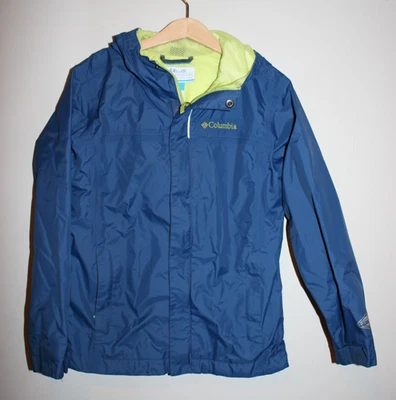 Boys Columbia Full Zip Windbreaker Jacket Hooded Waterproof Blue/Yellow Small 8 - Image 1 of 3