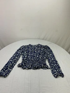 Donna blu medio/piccolo floreale manica lunga delicato boho hippie fata smocked - Foto 1 di 6