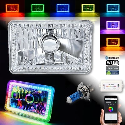 (1) 4x6" Bluetooth RGB SMD LED Color Persiguiendo Halo Cambio Ángel H4 Bombilla Faro Foto 1 de 4