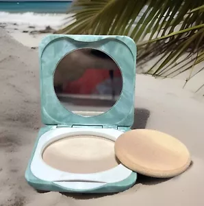 Vintage Marble Look Compact Mirror Clinique Sheer Powder Oil Free Stay Neutral - Picture 1 of 8