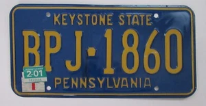 Placa de matrícula azul Pennsylvania Keystone State 2-01 - Imagen 1 de 2