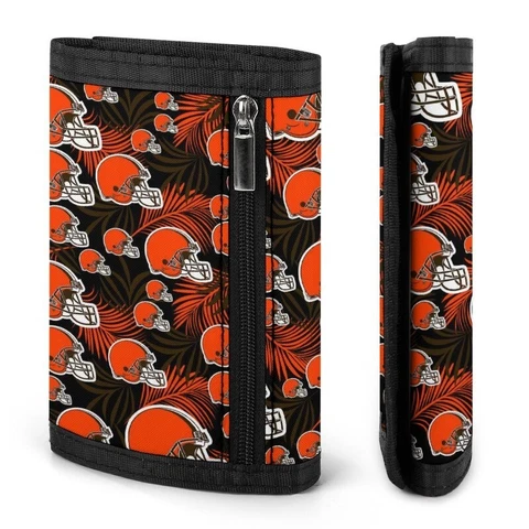 Cleveland Browns Fans Wallets Mens Trifold Printed Wallet Zipper Coin Purse Cover