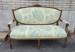 19 th C French Louis XVI Completely Refurbished New Upholstry Print Fabric - Picture 1 of 12