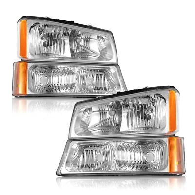 For 2003-2006 Chevy Silverado Avalanche Headlights+Bumper Lamps LH+RH Foto 1 de 4