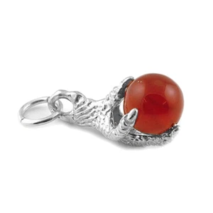STERLING SILVER AMERICAN EAGLE’S CLAW CORNELIAN  CHARM        - Picture 1 of 3