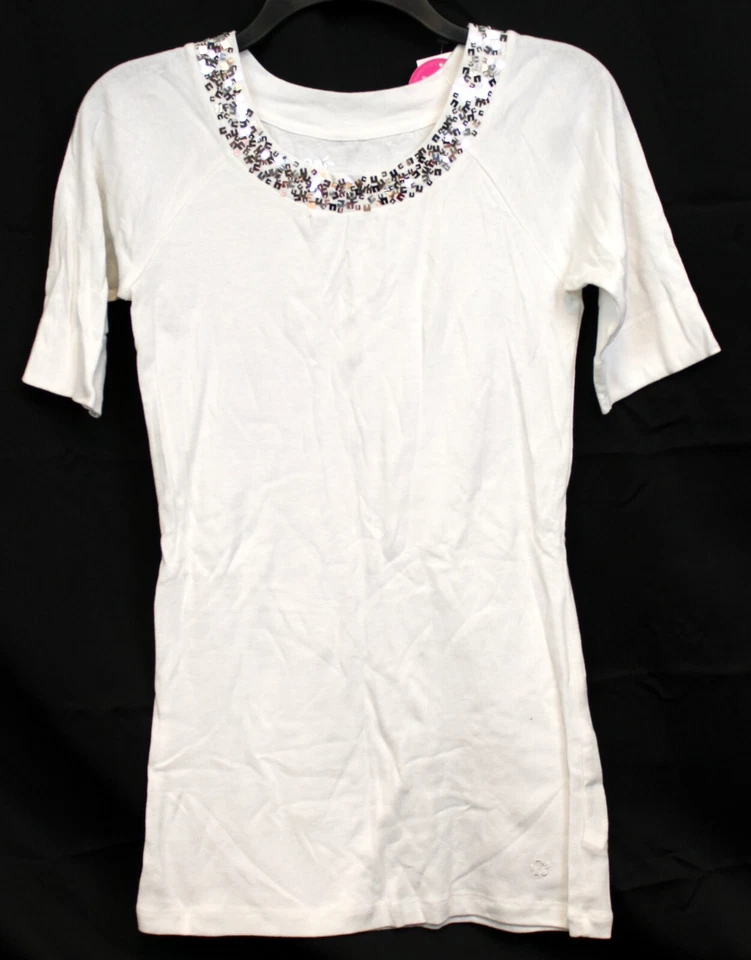 NEW Limited Too Y2K Shirt Sz 18 Casual White Silver Sequin Neckline Long 2000s - Image 1 of 4