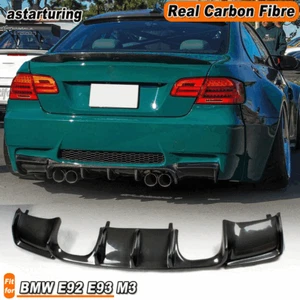 Carbon Fibre Rear Bumper Lip Diffuser Spoiler for BMW 3 Series E92 E93 M3 08-13 - Picture 1 of 12