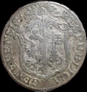 1791 PB 6 Sols SWITZERLAND - Canton of GENEVA . Billon - SCARCE - Picture 1 of 2