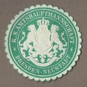 Siegelmarke Sachsen: K. S. AMTSHAUPTMANNSCHAFT DRESDEN-NEUSTADT - Bild 1 von 1