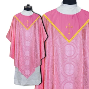 Pugin Style Chasuble Vestments with V Neck Orphrey and Cross - Picture 1 of 14