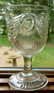 Antique EAPG Goblet Lincoln Drape Sandwich Flint Glass - Picture 1 of 4